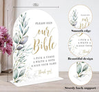Acrylic Wedding Signs, Greenery Theme Please Sign Our Bible, Wedding Reception Signage, Bridal Shower Table Decor with Stand, Engagement, Anniversary, Newlywed Events and Parties Supplies, 11