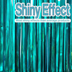 PartyWoo Foil Curtain 2 pcs, 3.3x6.6 ft Metallic Peacock Blue Tinsel Curtains, Backdrop Curtain, Foil Fringe Curtains, String Curtain, Birthday Decorations, Party Backdrop, Wedding Backdrop