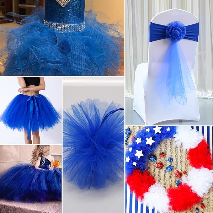 Royal Blue Tulle Fabric Rolls 54 Inch by 40 Yards Tulle Bolt Spool for Wedding Decorations DIY Tutu Baby Shower Table Skirt Ceiling Decor Birthday Party Craft Supplies