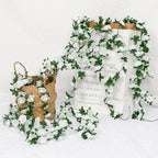 KHOYIME 18 Pack 144 FT Artificial Flower Garland, Fake White Roses Vines Silk Flowers Faux Plastic Outdoor Hanging Floral Ivy Garland Decoration for Wedding Arch Bedroom Home Wall Backdrop Room Decor