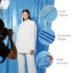Blue Sequin Backdrop Curtain 4 Pieces 2FTx8FT Glitter Photography Backdrop for Party Wedding Birthday Christmas Decorations