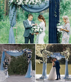 6 Panels Dusty Blue Wedding Arch Drapery 28" x 20Ft Wedding Arch Draping Fabric Chiffon Fabric Drape Backdrop Curtain for Nuptials Party Swag Ceremony Birthday Arbor Drapery Reception Ceiling Décor