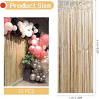 10 Pack Champagne Gold Backdrop Curtain 3.2ft x 8.2ft Metallic Tinsel Foil Fringe Curtains Photo Booth Background for Birthday Party Decoration Engagement Wedding Christmas Decor (Champagne Gold)