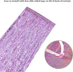 4 Pack Pink Tinsel Curtain Party Backdrop - CYLMFC 3.3 ft x 6.6 ft Sparkle Wavy Foil Fringe Backdrop Curtain for Party Decorations Girls Birthday Bachelorette Party Decor Supplies Photobooth Props