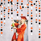46Ft Orange Black Circle Dot Garland Black Orange and White Polka Dot Hanging Paper Streamer for Birthday Wedding Bridal Shower Baby Shower Fall Autumn Halloween Thanksgiving Party Decoration Supplies