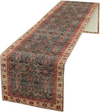 Vintage Boho Floral Table Runner, Rustic Country Farmhouse Red Teal Retro Flower Pattern for Home Kitchen Table Decor Dining Coffee Room Party Decor 13x60in