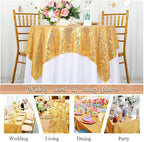 ShinyBeauty Gold Tablecloths 36X36 Inch, 2 Pieces Sequin Table Cloth for Party Sparkle Tablecloth Square Golden Small Shimmer Table Overlay for Wedding, Birthday, Holiday,Cake Tables