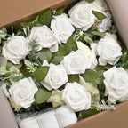 Wedding Aisle Decorations for Wedding Ceremony Set of 10 Pew Flowers for Church Chair Decorations Party Decor with Artificial Flowers Eucalyptus and Ribbons White