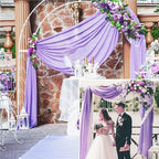 4 Panels Wedding Arch Draping Fabric 28" x 20 Ft Wedding Arch Drapes Chiffon Fabric Drape Sheer Backdrop Curtain for Weddings Party Ceremony Birthday Arbor Drapery Reception Ceiling Decor(Lavender)