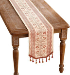ISAENNE Designer Vintage Linen Table Runner 102 Inches Long,Red Floral Pattern Modern Decor Table Runners for Dining Tables,Thanksgiving,Kitchen Tables,Christmas,Banquet,12"*102"-Chamonix A
