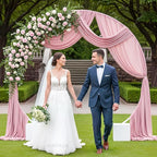 Wedding Arch Draping Fabric 29" x 19Ft Sheer Drapes for Backdrop Wedding Ceremony Reception Ceiling Decor Curtain Baby Bridal Shower Decoration (Dusty Rose, 1 Panel)