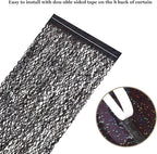 Black Foil Curtain Backdrop, CYLMFC 3 Pack 3.3 ft x 6.6 ft Sparkle Metallic Foil Curtains for Photo Booth Props Decoration,Graduation,Fiesta,Halloween Party Decor