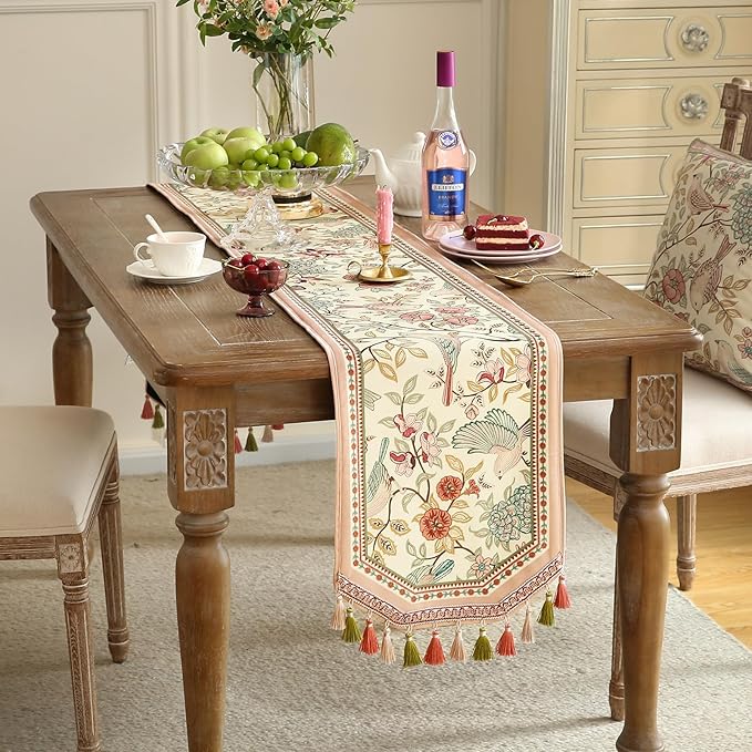 patdrea Velvet French Table Runner Farmhouse for Home Kitchen Dining Decor Parties Family Dinners Wedding 12"*102"