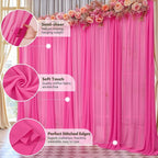 10ft x 10ft Hot Pink Backdrop Curtains, Wrinkle-Free Sheer Chiffon Fabric Photo Backdrop Drapes for Wedding Arch Party Ceremony Stage Photography Decorations