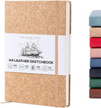 Beechmore Books A4 Sketchbook – 8.5x11 Premium Vegan Leather Bound Large Sketch Book Hardcover with 156 Thick 160gsm Perforated Ivory Pages, Blank Sketch Pad, Gift Boxed, Back Pocket, Ribbon Bookmark