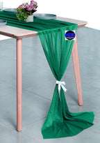 MDS 2 Pack 14ft Chiffon Table Runner 29 x 170 Inches Sheer Wedding Runner Romantic Rustic Table Runner for Wedding Decorations, Birthday Parties, Bridal Shower Party Arch Decor - Emerald Green