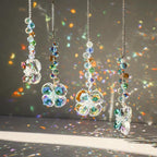 HDCRYSTALGIFTS 4pcs Four Leaf Clover Sun Catchers with Crystals Rainbow Prisms Window Suncatcher Hanging Indoor Decorations, St Patricks Day Accessories Spiritual Gifts for Women, Mom, Family, Friends