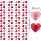 Red Pink Party-Decorations 3D-Heart Garland - 40ft Galentines Streamers Paper Banner, Proposal Anniversary Romantic Birthday Baby Shower Rustic Wedding Hanging Ornaments Decor Hugfond