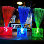 Amylove 30 Pcs Mini Fiber Optic Lamps Bulk Small LED Light up Table Centerpieces for Party Event Decorations with Crystal Base Battery Powered for Glow in The Dark Favors Supplies (6 Inch,Clear)