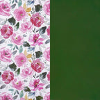 RUSPEPA Reversible Floral Wrapping Paper for Women, Mini Roll, Vintage Pink Rose with Deep Green Solid, Elegant Gift Wrap for Birthday, Wedding, Mother's Day, Bridal Shower, 17 Inches x 16.4 Feet