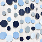 Dusty Blue Party Decorations Navy Blue Circle Dots Garland Gray Blue Hanging Paper Polka Dot Streamer for Wedding Baby Shower Engagement Bridal Shower Birthday Graduation Nautical Theme Party Supplies