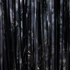 PartyWoo Black Streamers Tinsel Backdrop Curtain 3pcs 8.2ft Foil Fringe Curtain for Black History Month Juneteenth Gothic Wedding Retirement Halloween Cow Print Theme Party Celebration Decorations