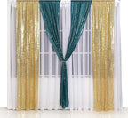 Poise3EHome 2ft x 8ft Teal Sequin Backdrop Curtains 2 Panels for Photography Party Decoration, Teal
