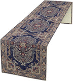 Boho Floral Vintage Table Runner, Blue Purple Retro Flower Rustic Country Farmhouse Pattern for Home Kitchen Table Decor Dining Coffee Room Party Decor 13x108in