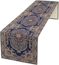 Boho Floral Vintage Table Runner, Blue Purple Retro Flower Rustic Country Farmhouse Pattern for Home Kitchen Table Decor Dining Coffee Room Party Decor 13x72in
