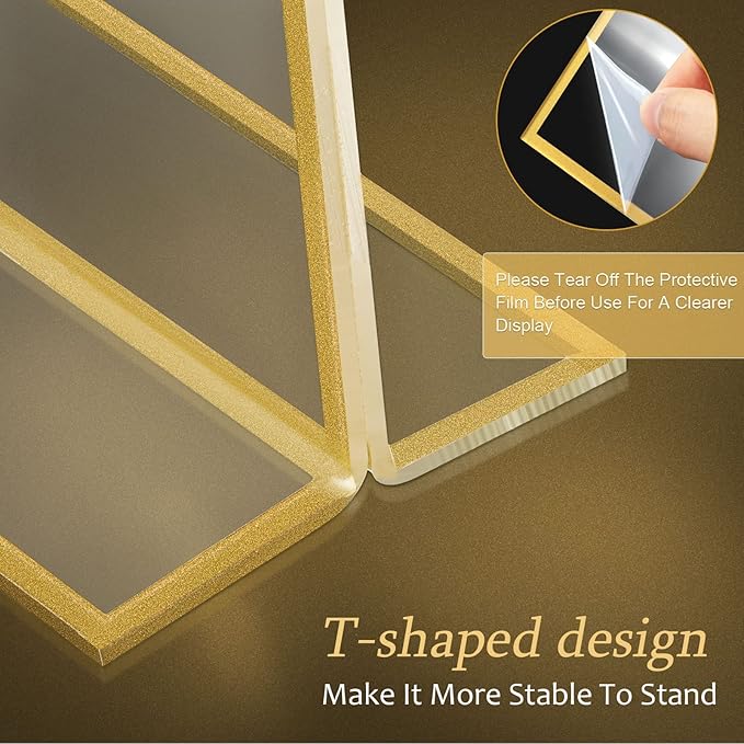 Hoteam 30 Pack 4 x 6 Clear Acrylic Sign Holder with Gold Borders, Gold Picture Frame, Double Sided Wedding Table Number, Acrylic Menu Stands for Wedding Table, Restaurant Sign, Photos