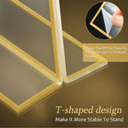 Hoteam 24 Pack 5 x 7/7 x 5 Clear Acrylic Sign Holder with Gold Border, Gold Picture Frame, Double Sided Wedding Table Number, Acrylic Menu Stands for Wedding Table, Restaurant Sign, Photos Display