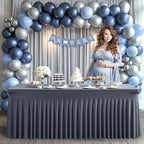 Wish Care 2 Pack Gray Spandex Table Clothes for 4 Foot Rectangle Tables, 4FT Wrinkle Free Fitted Tablecloths Ruffles Design Table Cover for Party, Banquet, Wedding and Events