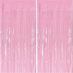 Pastel Pink Party Streamers Foil Fringe Backdrop Curtains Tinsel Streamers Birthday Party Decorations Fringe Backdrop for Birthday Valentines Gender Reveal Party Bridal Shower