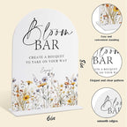 Wedding Signs for Ceremony and Reception, Boho Floral Acrylic Bloom Bar Sign, Wedding Signage with Stand, Bridal Shower Table Centerpieces, Bloom Bar Supplies for Engagement Reception Event Party, 20