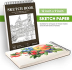 Classroom Must Haves Supplies for Teacher Student, Soucolor 9" x 12" Sketch Book 100 Sheets, Back to School Supplies, Art Sketchbook, Acid Free (68lb/100gsm) Artist Drawing Book Painting Sketching Pad