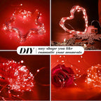 ZGWJ 100 Pack Fairy Lights Battery Operated, 7ft 20 Mini LED Fairy String Lights Silver Wire 3 Modes for DIY, Parties, Wedding, Bedroom, Halloween Christmas Decoration Red