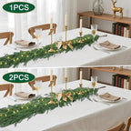 Hananona 2 Pcs 9 Ft Artificial Norfolk Pine Garlands, Real Touch Winter Pine Garland, Green Artificial Greenery Garland for Table, Mantle, Wall, Indoor, Outdoor Christmas Decorations (2, 9 Ft)