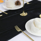 Velvet Table Runner, 10ft Luxurious Wedding Reception Decorations Soft Velvet Fabric Table Linen Overlay for Party (20 x 120 inch, Black)