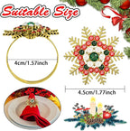 Halatool Set of 8 Christmas Napkin Rings Colorful Snowflake Napkin Holder for Christmas Thanksgiving Holiday Party Table Decoration