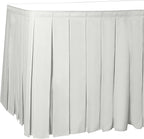 Ultimate Textile Pleat Polyester Fabric Table Skirt - Machine Washable Flame Resistant with Clips for Events, Weddings & Trade Shows, Cut & Sewn in Paterson, NJ - Ivory, 7' Box Pleat