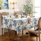 patdrea Designer Vintage Cyan Tablecloth for Rectangle Table,Linen Ancient Castle and Manor Pattern Tablecloths,Table Cover Decor for Kitchen Dining Christmas,Thanksgiving,55"x79"-Lucerne a