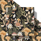 RUSPEPA Forest Mushroom Wrapping Paper Roll, Mini Roll, Woodland Squirrel and Snail Design, Black Nature Gift Wrap for Fall, Birthday, Thanksgiving Party, 17 Inches x 16.4 Feet