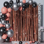 2 Pack Brown Foil Fringe Backdrop Curtains, Tinsel Streamers Party Decorations, Fringe Backdrop, Door Shimmer for Thanksgiving Day or Birthday Party