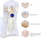MDS Pack of 50 PCS Satin Chair Sashes Charmeuse Sateen Dining Chair Bows Ribbon Ties Back Sash for Wedding Party Birthday Home Hotel Restaurant Banquet Decoration (7 x 108 Inch, Cream)