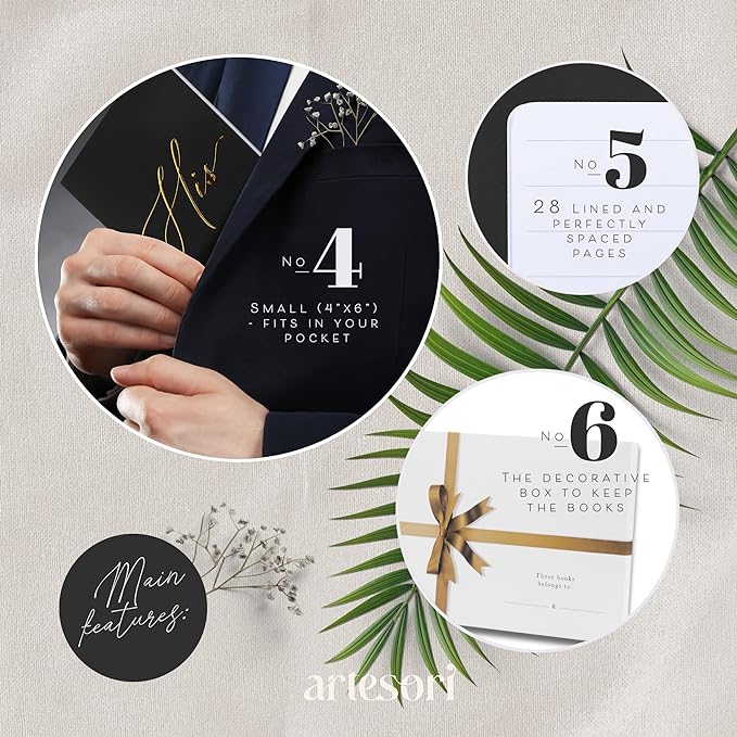 ARTESORI Wedding Vow Books His & Hers - Wedding Registry Gifts Ideas for Bride & Groom, Vow Books for Wedding - Soft-Touch, Gold-Foiled, 28 Lined Pages Vow Book for Her & Him [Ivory & Terracotta]