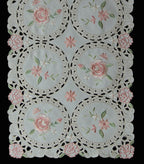 Creative Linens Embroidered Pink Rose Daisy Floral Table Runner Dresser Scarf 15x33 Ivory Spring