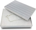 TheDisplayGuys - 25-Pack #53 Kraft Paper Cardboard Gift Boxes/Jewelry Cases w. Cotton Padding & Lid - Silver Foil - (5.4" x 3.9" x 1.0")