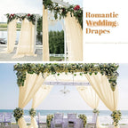 4 Panels Ivory Wedding Arch Draping Fabric Cheesecloth Fabric 35" x20FT Gauze Fabric Arch Drapes for Wedding Reception Sheer Backdrop Photo Background Household Curtain or Out Door Curtain