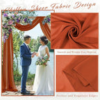 Wedding Arch Draping Fabric 4 Panels 20Ft Length x 28" Width Terracotta Photography Arch Drapes Chiffon Fabric Sheer Curtains Backdrop for Party Bridal Wedding Ceremony Ceiling Stage Reception Decor
