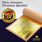 Barnabas Blattgold Edible Gold Leaf 24K - Cake Decorations, Loose Gold Leaf Sheets for Cupcakes - 3.1 inches, Book of 20